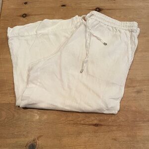 Tommy Bahama White 💯% Linen Crop Pants Casual Lagenlook Cruise Beach vacation L